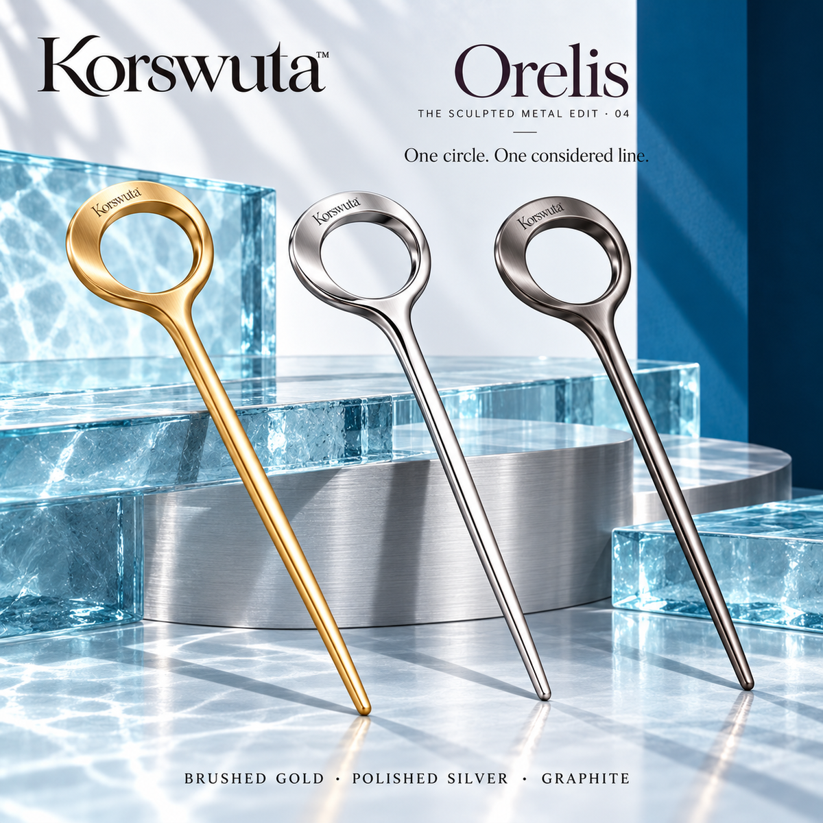 Korswuta™ Orelis Ring Hair Stick — Brass Single-Prong Hair Pin for Women, Metal Bun Stick & Chignon Styling Accessory