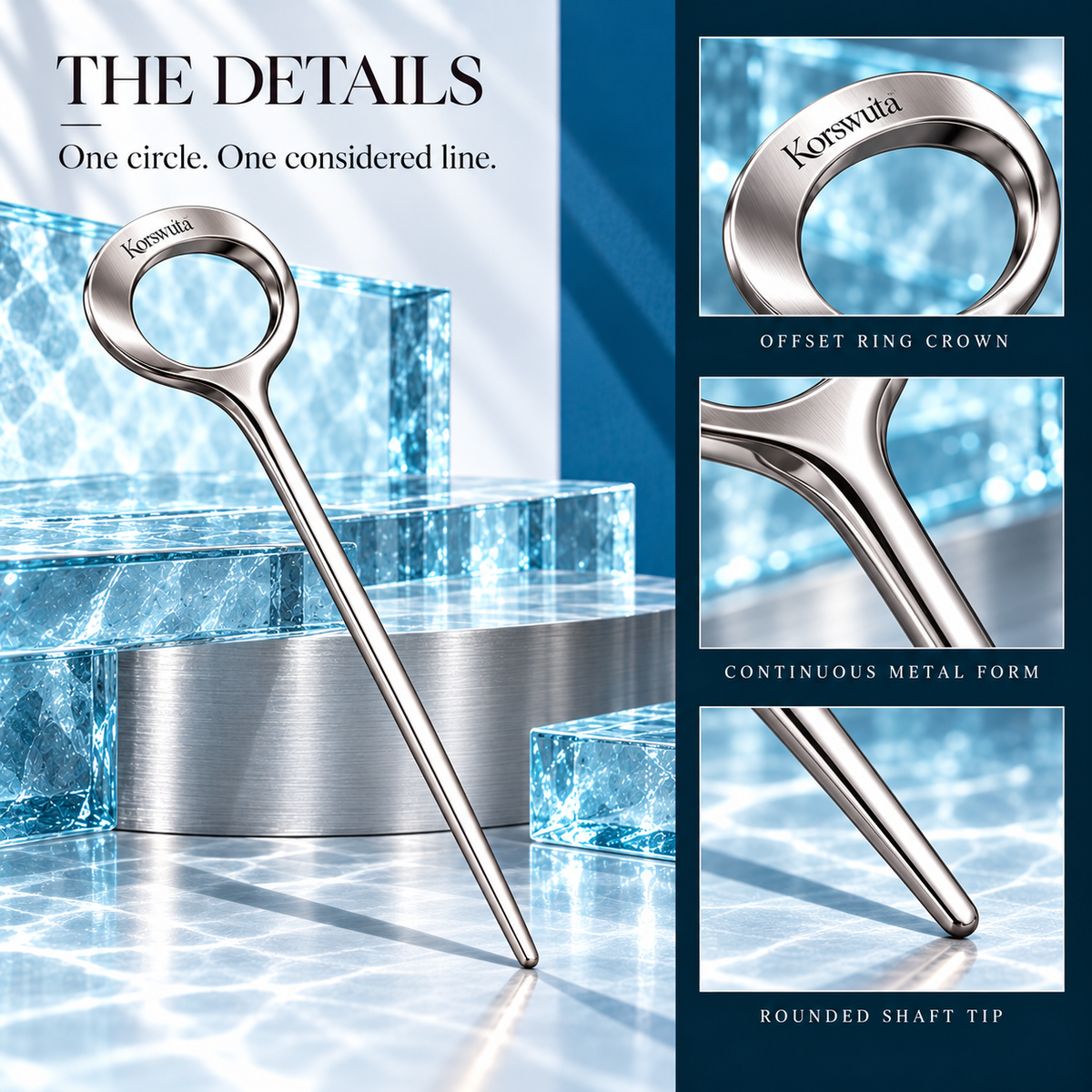 Korswuta™ Orelis Ring Hair Stick — Brass Single-Prong Hair Pin for Women, Metal Bun Stick & Chignon Styling Accessory