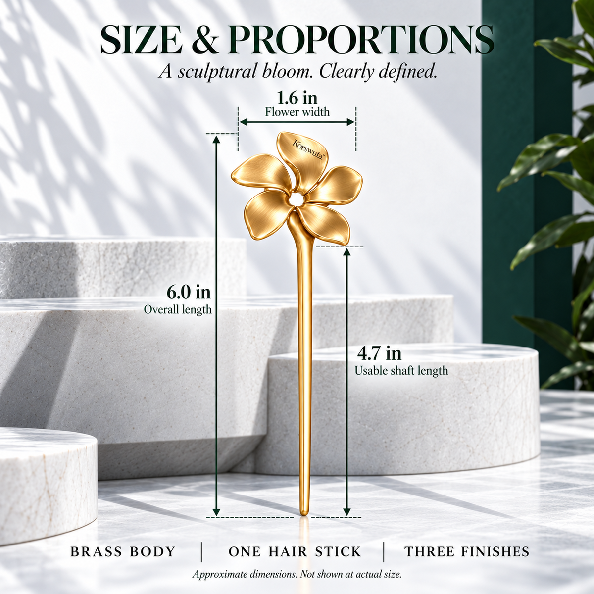 Korswuta™ Florune Sculptural Flower Hair Stick — Metal Single-Prong Hair Pin for Women, Floral Bun & Occasion Updo Accessory