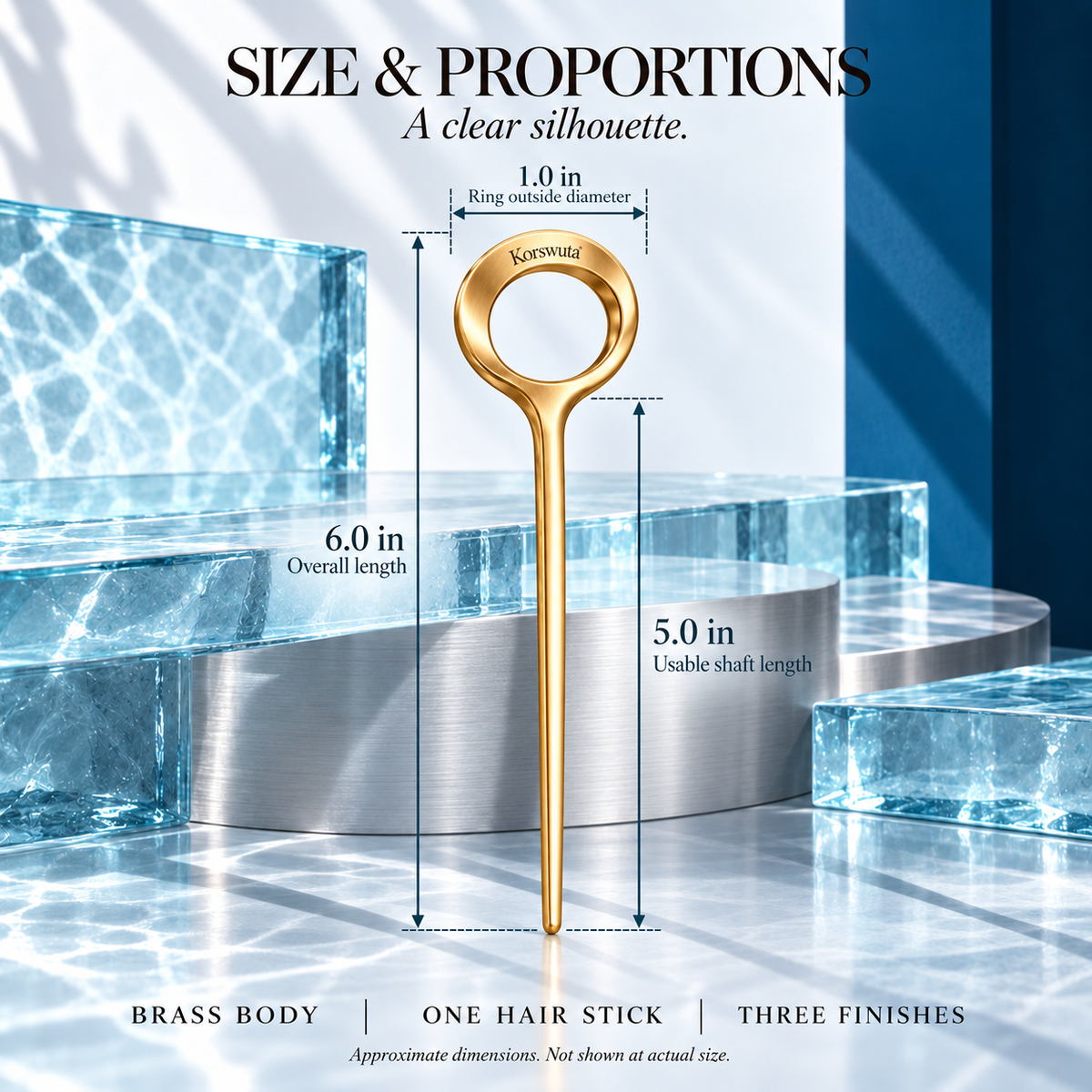 Korswuta™ Orelis Ring Hair Stick — Brass Single-Prong Hair Pin for Women, Metal Bun Stick & Chignon Styling Accessory